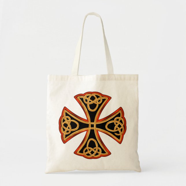 ornate cross with braid tote bag (Front)