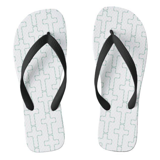 Ornate cross with plain green vines thongs (Footbed)
