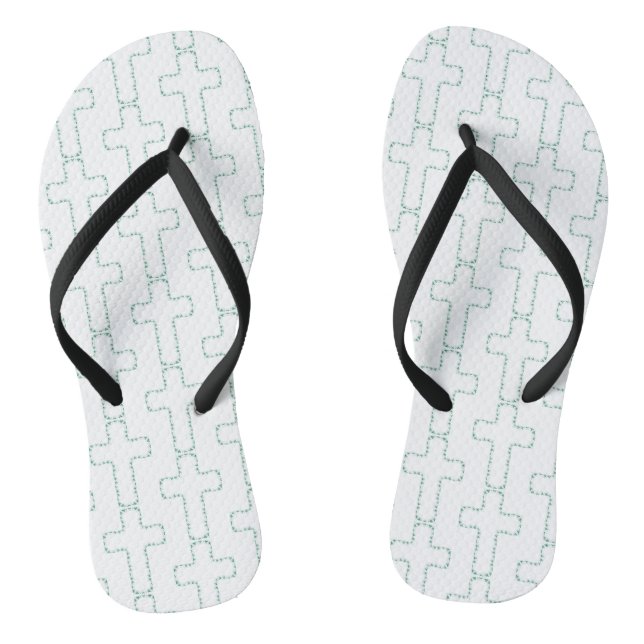 Ornate cross with plain green vines thongs (Footbed)
