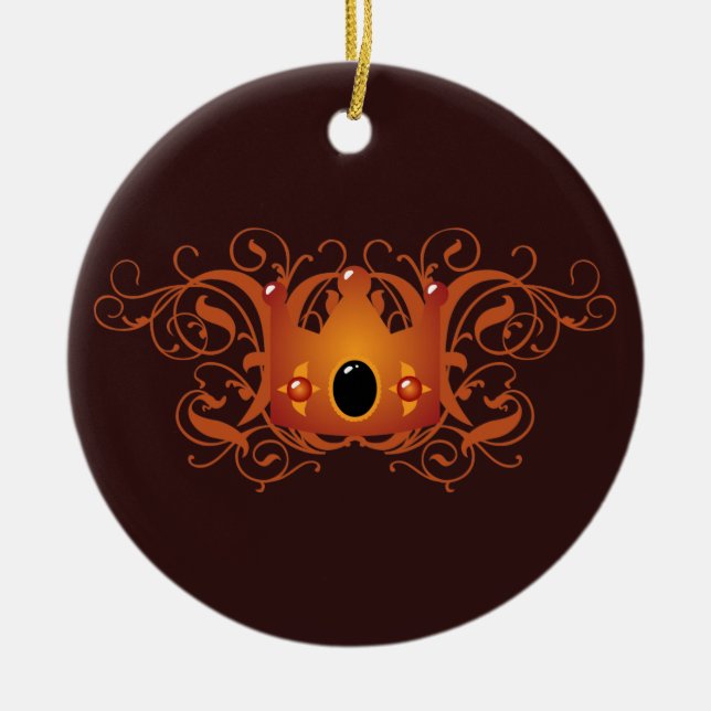 Ornate Crown Ceramic Tree Decoration (Front)