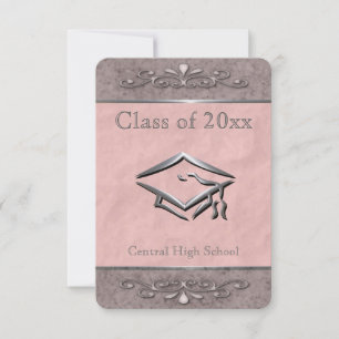 Ornate Customisable Pink Graduation Invitations