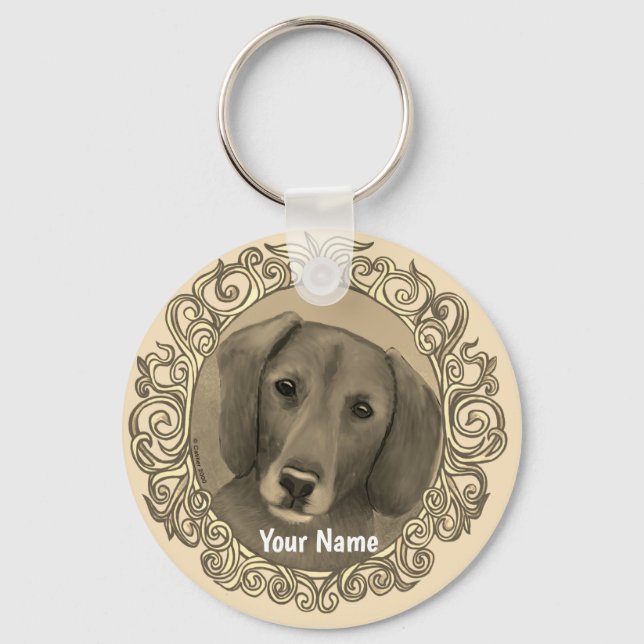 Ornate Dachshund  Key Ring (Front)