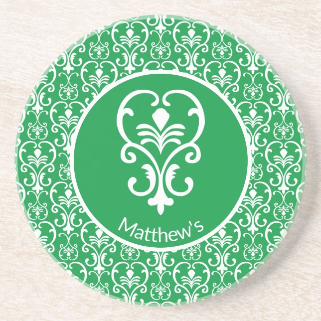 Ornate Damask Patterned Coaster (Front)