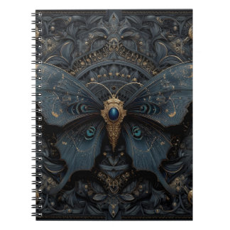 Ornate Dark Blue Butterfly with Gold Filigree Notebook
