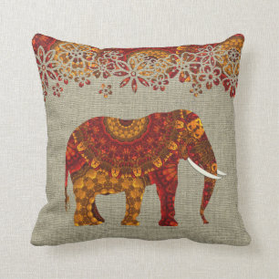 Ornate Decorated Indian Elephant Design Cushion