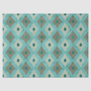 Ornate Diamond Frames on Teal Decoupage Tissue Paper
