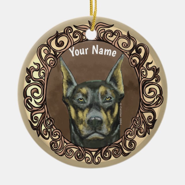 Ornate Doberman ornament (Front)