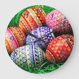 Ornate Easter Eggs Large Clock