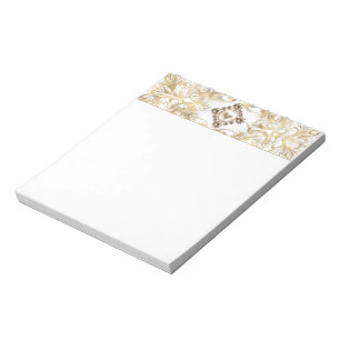Ornate Elegance Gold Pearl Jewel Emblem Flourish Notepad