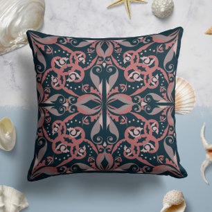 Ornate Elegance in Charcoal Teal Cushion