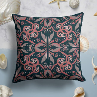 Ornate Elegance in Charcoal Teal Cushion