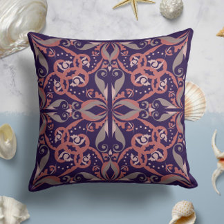 Ornate Elegance in Deep Violet Cushion