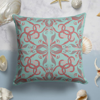 Ornate Elegance in Mint Aqua Cushion