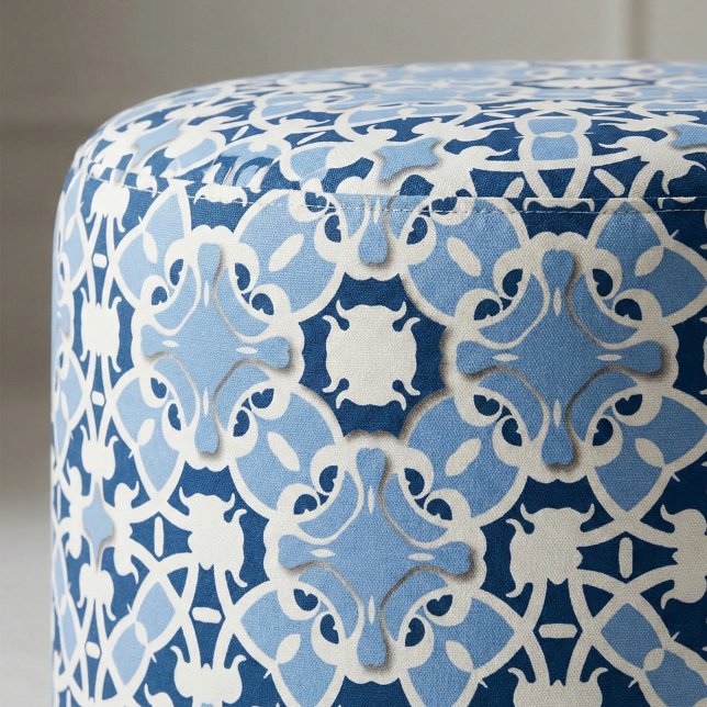 Ornate Elegant Damask Classic Blue And White Fabric (Creator Uploaded)