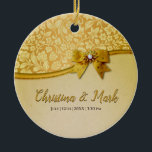 Ornate Elegant Retro Abstract Flowers and Leaves   Ceramic Ornament<br><div class="desc">Embellished with ornate,  elegant,  and retro abstract floral designs,  these cards charm. The interplay of light brown and gold flowers and leaves adds a touch of opulence,  infusing your event with a sense of grandeur and sophistication.</div>