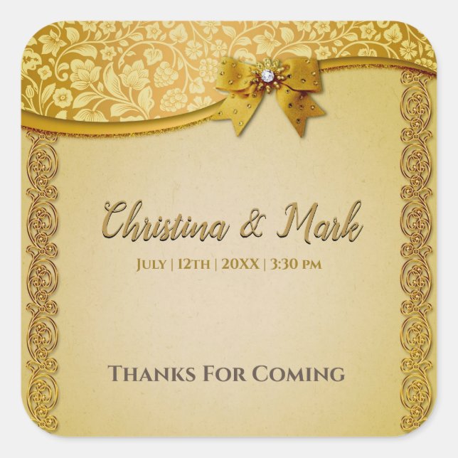 Ornate Elegant Retro Abstract Flowers and leaves   Square Sticker (Front)