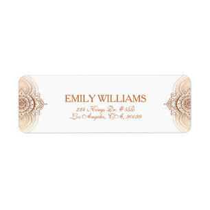 Ornate elegant rose-gold mandala custom text return address label
