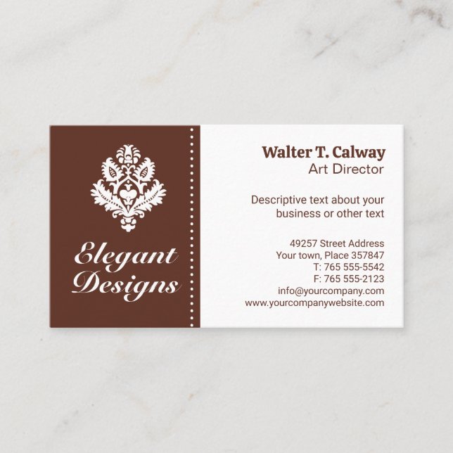 Ornate Element | Brown Business Card (Front)