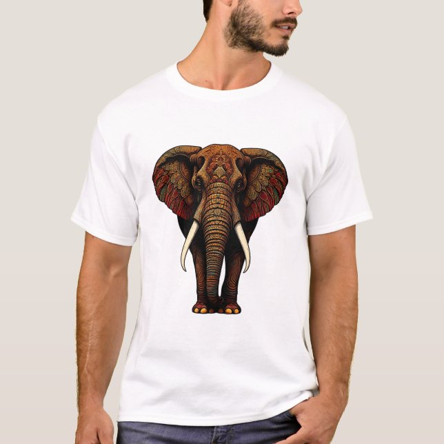 Ornate Elephant Art T-Shirt (Front)