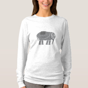 Ornate Elephant Black Cool Black T-Shirt