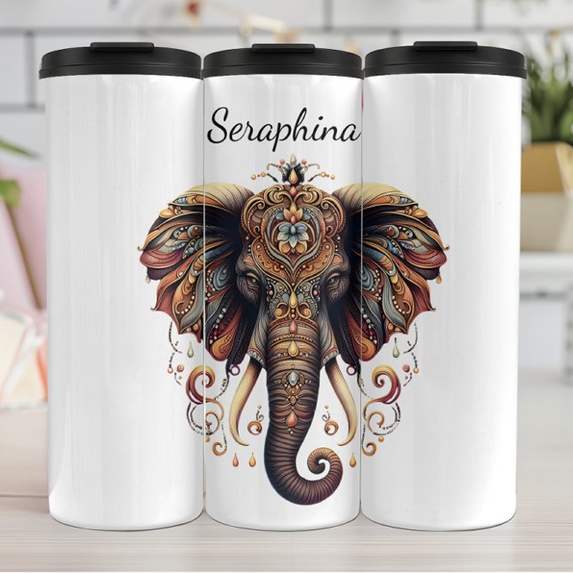 Ornate Elephant Head: Exotic Flair Thermal Tumbler (Creator Uploaded)