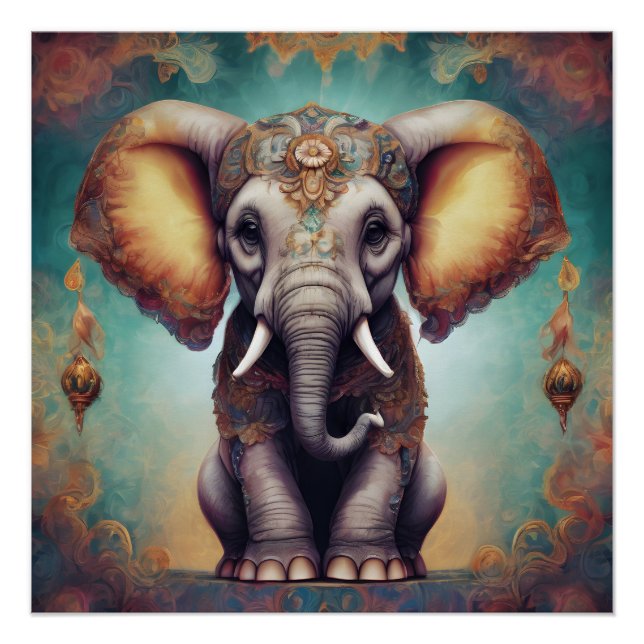 Ornate Elephant no 2 Glossy Poster (Front)