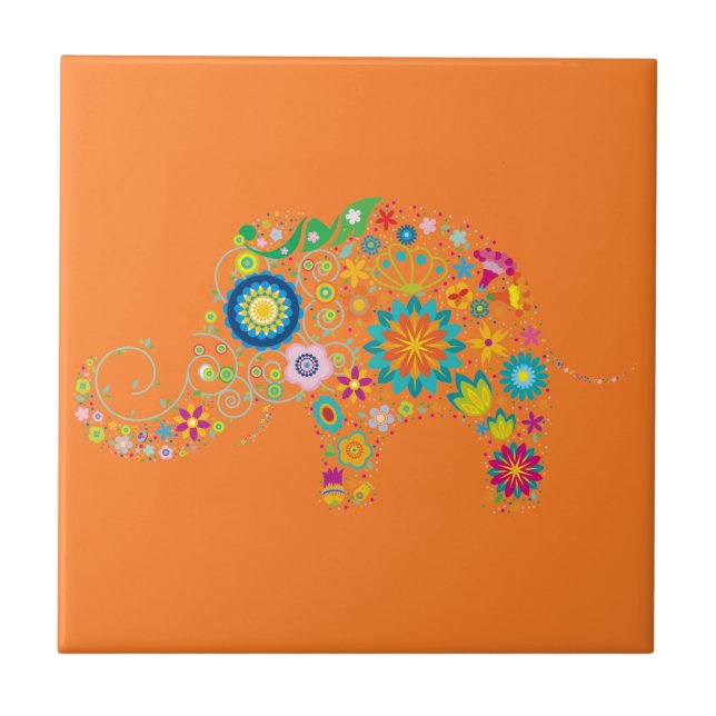 Ornate Elephant Tile (Front)