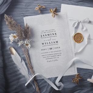 Ornate Embossed Palms Elegant Modern Wedding Invitation