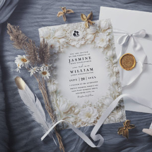 Ornate Embossed Vintage Elegant Modern Wedding Invitation