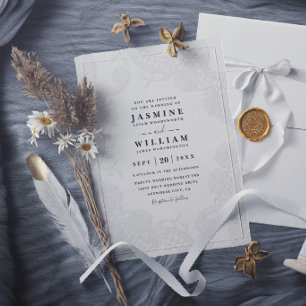 Ornate Embossed Vintage lace Elegant Chic Wedding Invitation
