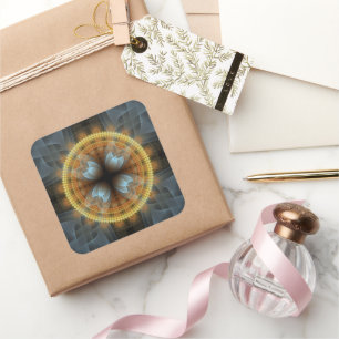 Ornate fairy fractal pattern mandala square sticker