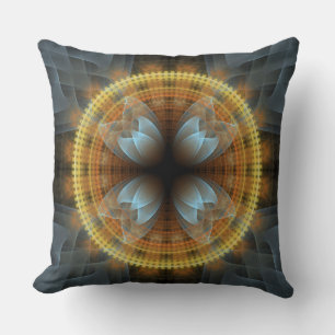Ornate fairy fractal round pattern cushion