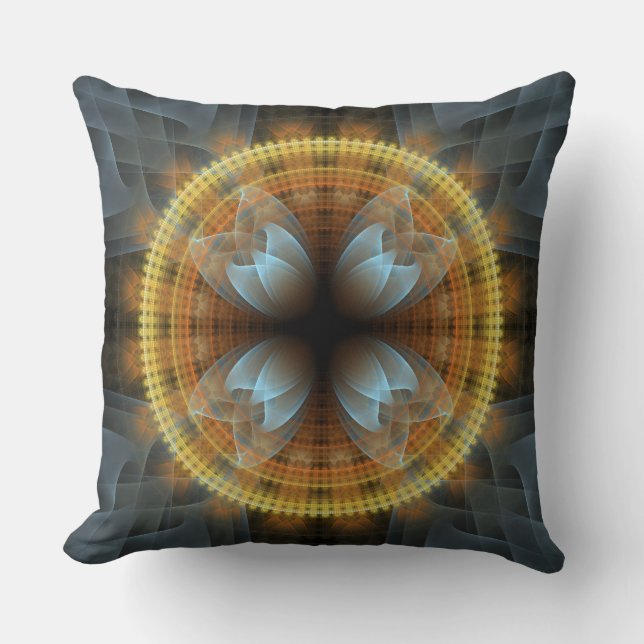 Ornate fairy fractal round pattern cushion (Front)