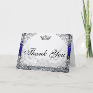 Ornate Fairytale Blue & Silver Thank You Card
