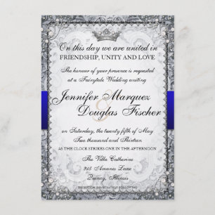 Ornate Fairytale Storybook Wedding Invitation Grey