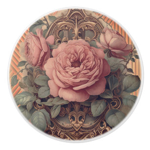 Ornate Floral Ceramic Knob