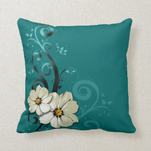 Ornate Floral Flourish Favour turquoise Cushion