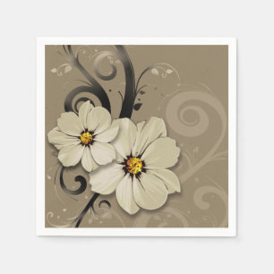 Ornate Floral Flourish   taupe Napkin