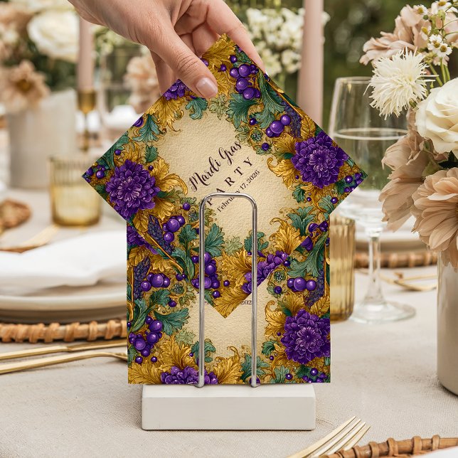 Ornate Floral Masquerade Mardi Gras Napkin (Creator Uploaded)