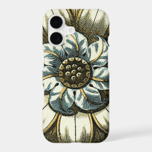 Ornate Floral Medallion on Light Blue Background
