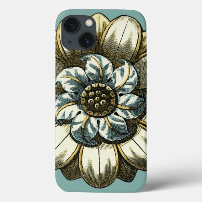 Ornate Floral Medallion on Light Blue Background Case-Mate iPhone Case (Back)