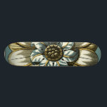 Ornate Floral Medallion on Light Blue Background Skateboard<br><div class="desc">A light blue background serves as the accent to this ornate floral medallion painting by Vision Studio. Layers of leaves multiply the beauty of the flower,  giving it a very life-like quality. Purchase it today and let it bloom in your home!</div>