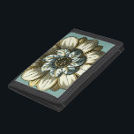 Ornate Floral Medallion on Light Blue Background Tri-fold Wallet<br><div class="desc">A light blue background serves as the accent to this ornate floral medallion painting by Vision Studio. Layers of leaves multiply the beauty of the flower,  giving it a very life-like quality. Purchase it today and let it bloom in your home!</div>
