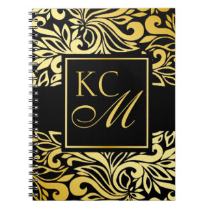 Ornate Floral Monogram Journal ebony