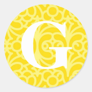 Ornate Floral Monogram - Letter G Classic Round Sticker