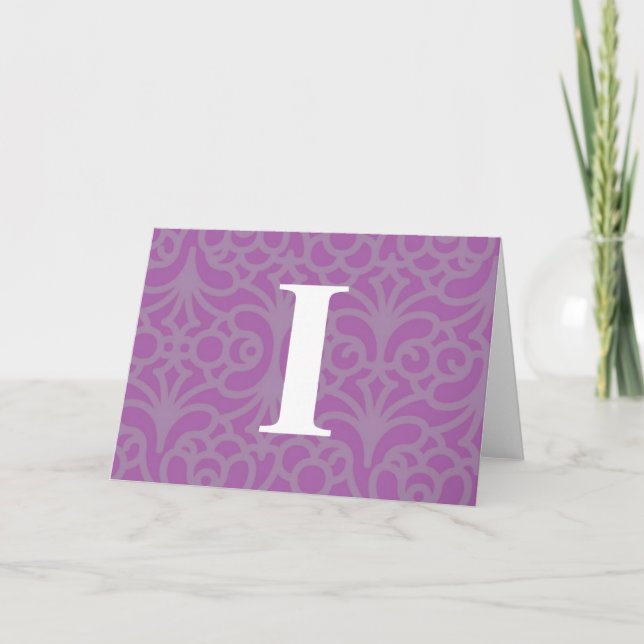 Ornate Floral Monogram - Letter I Note Card (Front)