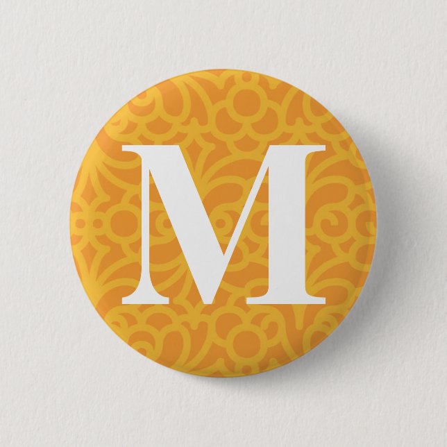 Ornate Floral Monogram - Letter M 6 Cm Round Badge (Front)