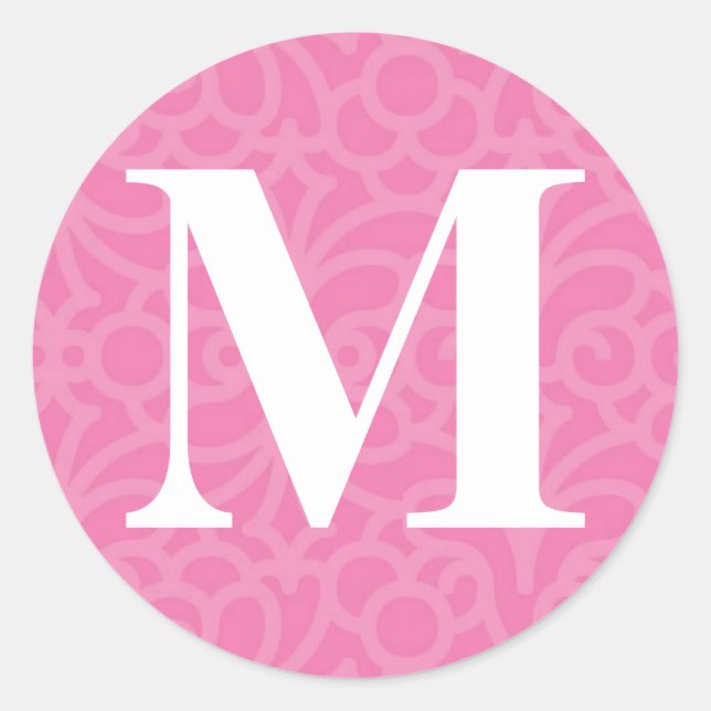 Ornate Floral Monogram - Letter M Classic Round Sticker (Front)