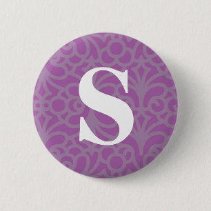 Ornate Floral Monogram - Letter S 6 Cm Round Badge