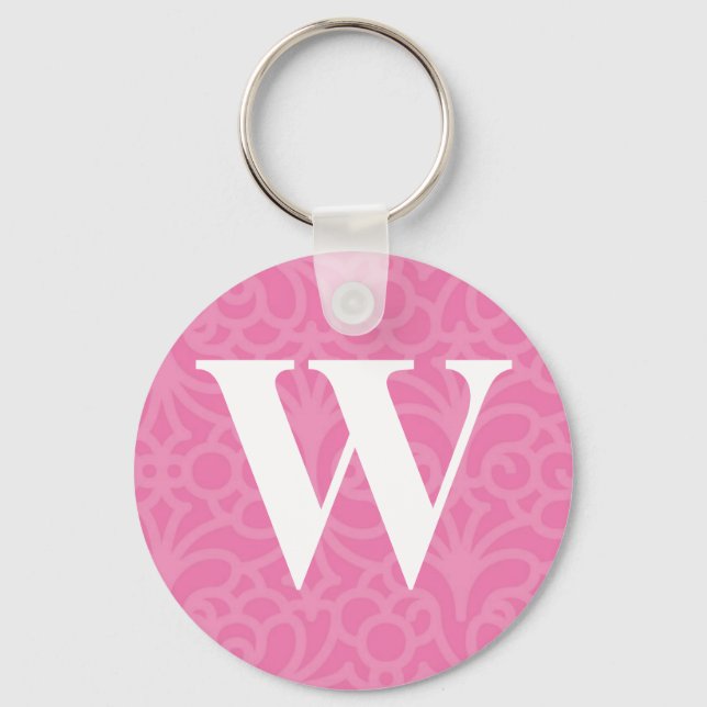 Ornate Floral Monogram - Letter W Key Ring (Front)